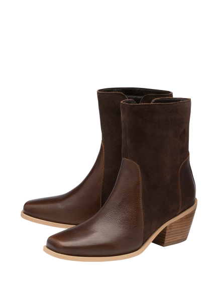 Ravel Berton Leather Block Heel Ankle Boots, Brown - view 2, Brown