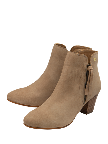 Ravel Tulli Suede Cuban Heel Ankle Boots, Beige - view 2, Beige