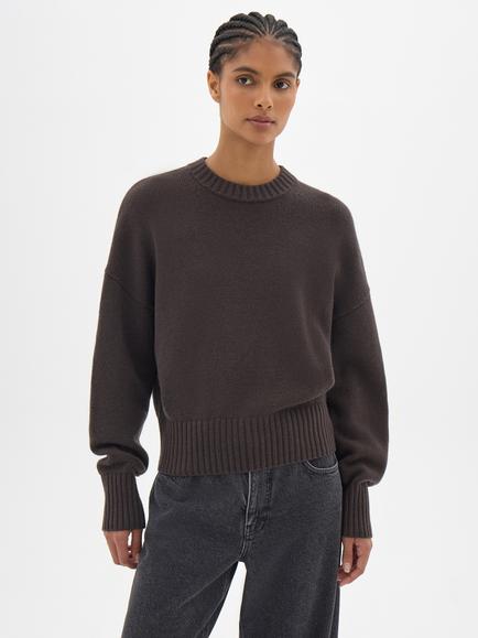 HUSH Maya Merino Wool Jumper, Dark Brown, Dark Brown