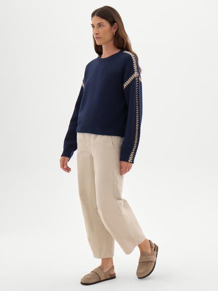 HUSH Whitney Whipstitch Jumper, Navy Blue, Navy Blue