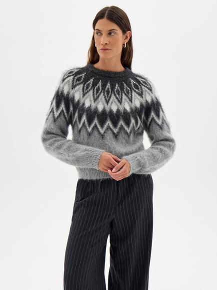 HUSH Zaylee Fairisle Jumper, Light Grey, Light Grey