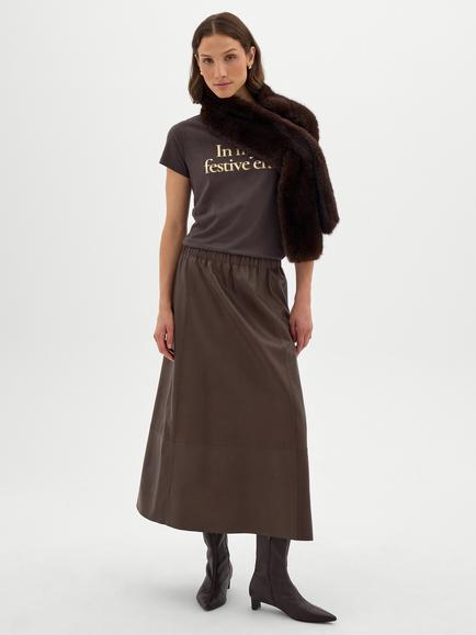 HUSH Slogan Festive T-Shirt, Dark Brown - view 2, Dark Brown