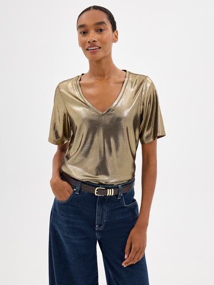 HUSH Reece Tall Metallic T-Shirt, Gunmetal, Gunmetal