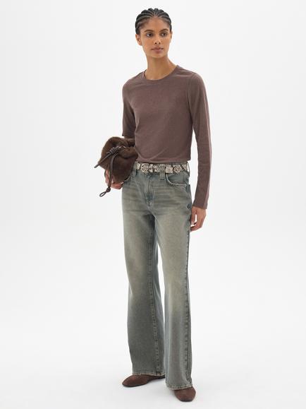 HUSH Slim Cotton Long Sleeve T-Shirt, Antler Brown, Antler Brown