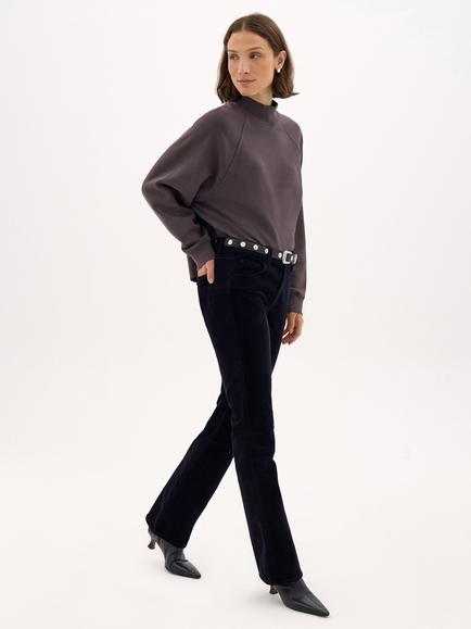 HUSH Zethra Raglan High Neck Sweatshirt, Mid Brown, Mid Brown