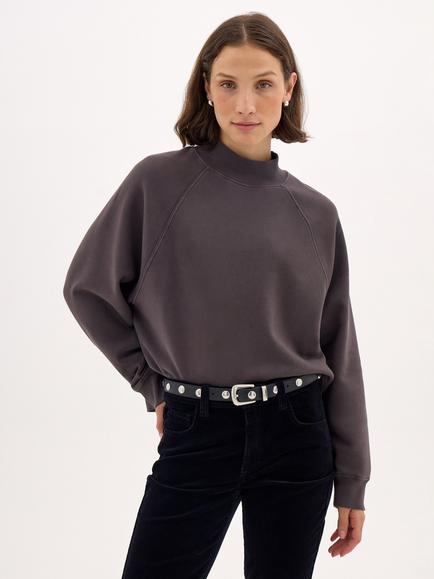 HUSH Zethra Raglan High Neck Sweatshirt, Mid Brown - view 2, Mid Brown