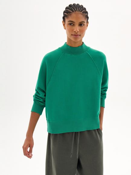 HUSH Zethra Raglan High Neck Sweatshirt, Bright Green, Bright Green