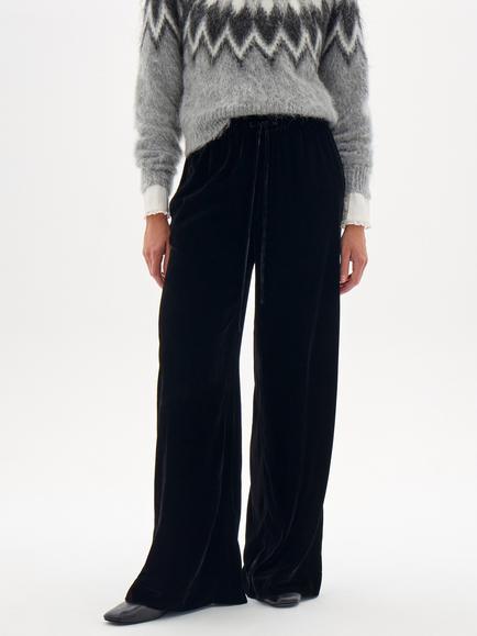 HUSH Petunia Velvet Trousers, Black, Black