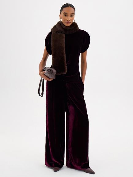 HUSH Petunia Velvet Trousers, Maroon Red - view 2, Maroon Red