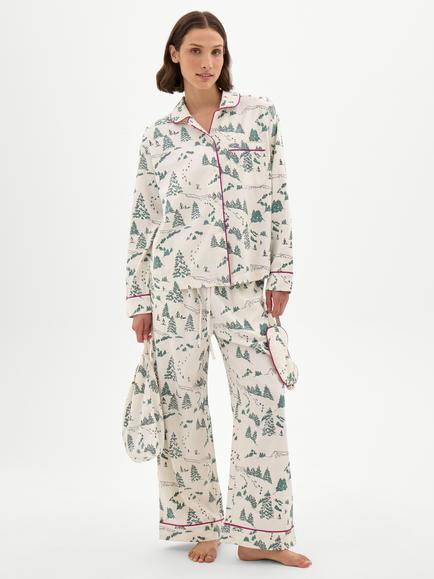 HUSH Letitia Button Up Long Pyjamas, Snowy White, Snowy White
