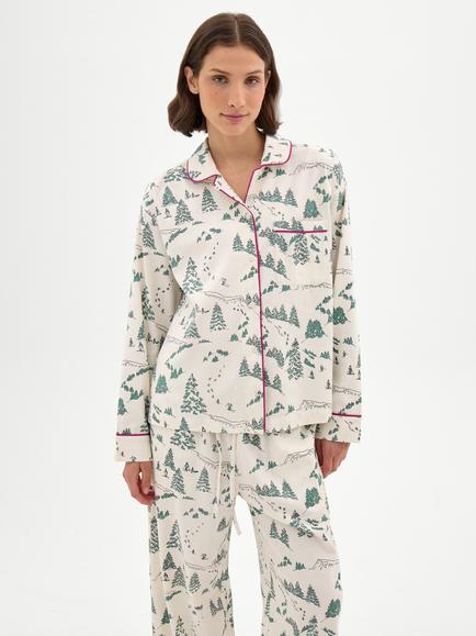 HUSH Letitia Button Up Long Pyjamas, Snowy White - view 2, Snowy White