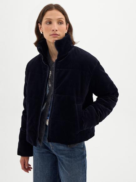HUSH Maris Corduroy Puffer Coat, Dark Navy, Dark Navy