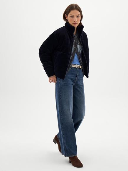 HUSH Maris Corduroy Puffer Coat, Dark Navy - view 2, Dark Navy