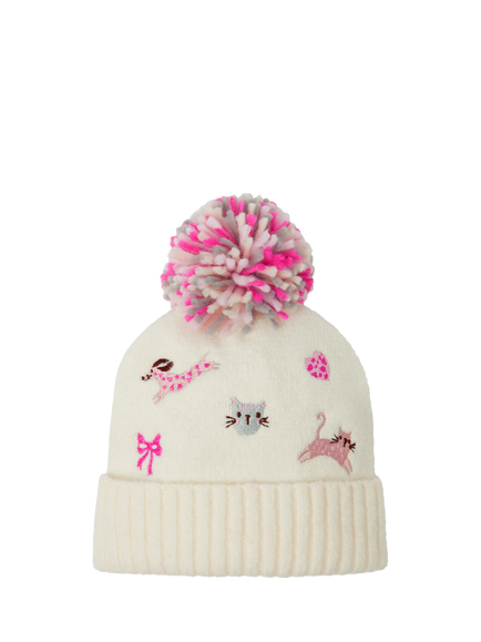 Angels by Accessorize Kids' Pet Club Bobble Hat, Cream, Cream