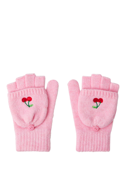 Angels by Accessorize Kids' Cherry Flip-Top Gloves, Pink, Pink