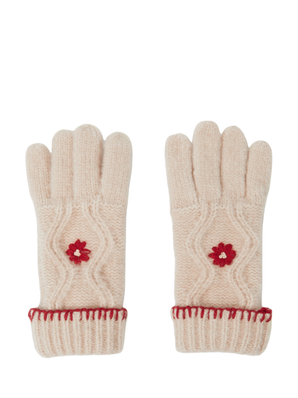 Angels by Accessorize Kids' Flower Cable Knit Gloves, Natural, Natural