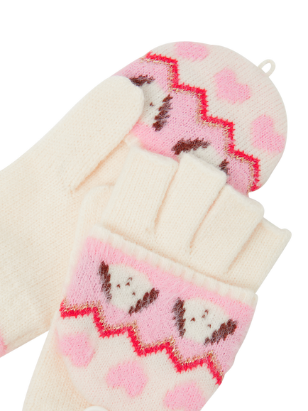 Angels by Accessorize Kids' Dog Fair Isle Flip-Top Gloves, Multi - view 2, Multi
