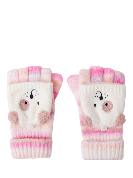 Angels by Accessorize Kids' Dog Ombre Flip-Top Gloves, Pastel Multi, Pastel Multi