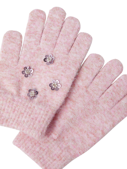 Angels by Accessorize Kids' Floral Sequin Gloves, Pink - view 2, Pink