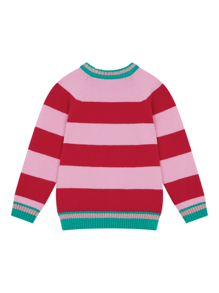 Angels by Accessorize Kids' Slogan Stripe Christmas Jumper, Multi - view 2, Multi