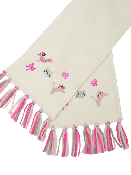 Angels by Accessorize Kids' Pet Club Tassel Scarf, Cream - view 2, Cream