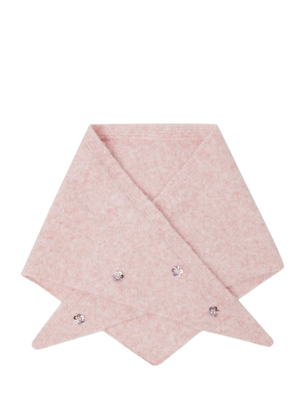 Angels by Accessorize Kids' Sequin Flower Knitted Triangle Scarf, Pink, Pink