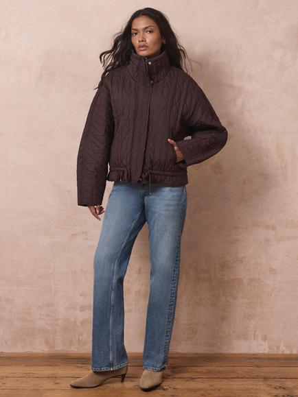 Mint Velvet Quilted Peplum Jacket, Burgundy, Red Burgundy