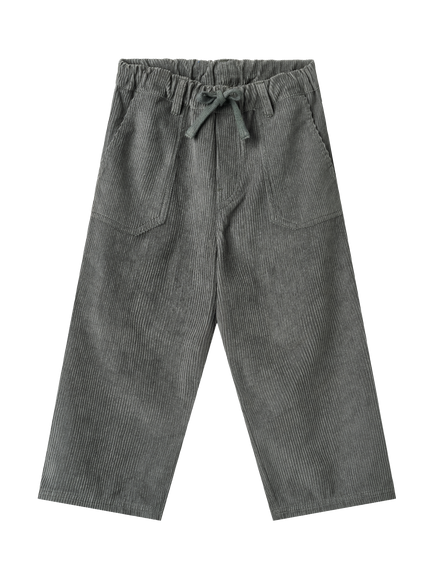 WHEAT Kids' Drawstring Corduroy Trousers, Dark Charcoal, Dark Charcoal