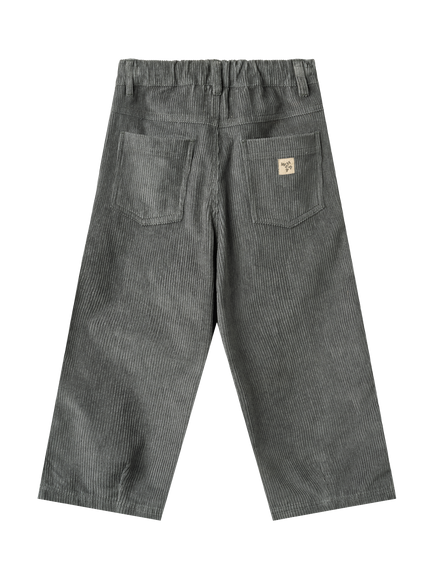 WHEAT Kids' Drawstring Corduroy Trousers, Dark Charcoal - view 2, Dark Charcoal