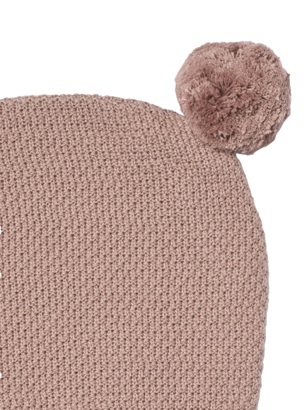 WHEAT Kids' Knitted Pom-Pom Balaclava - view 2, Dry Rose