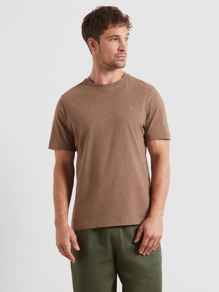 Farah Danny Regular Fit Organic Cotton T-Shirt, Washed Brown Marl