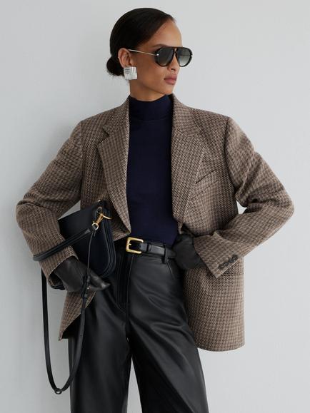 Reiss Atelier Bodhi Wool Blend Check Blazer, Neutral, Neutral