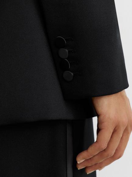 Reiss Dakota Wool Blend Single Breasted Tuxedo Blazer, Black - view 2, Black