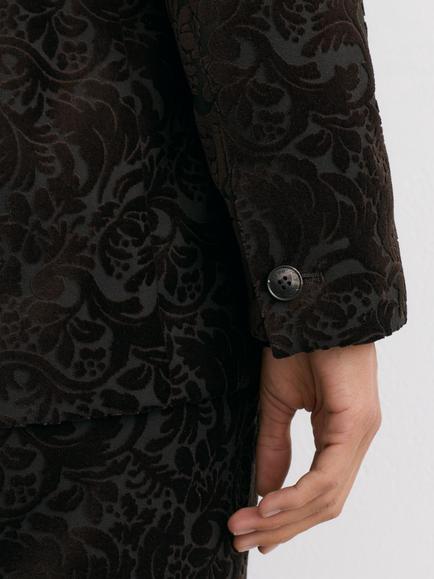 Reiss Ida Ornate Velvet Blazer, Brown - view 2, Chocolate Brown