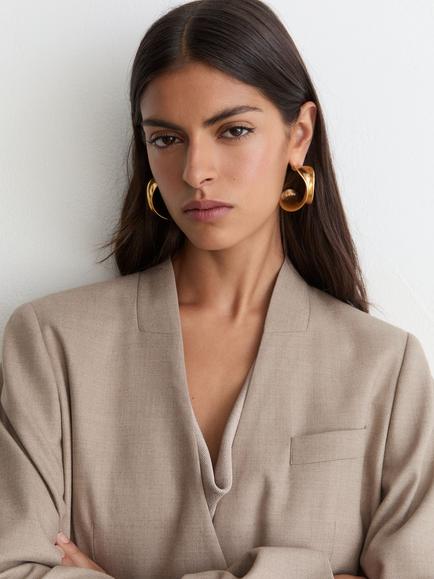 Reiss Juniper Wool Blend Double Breasted Blazer, Neutral - view 2, Neutral