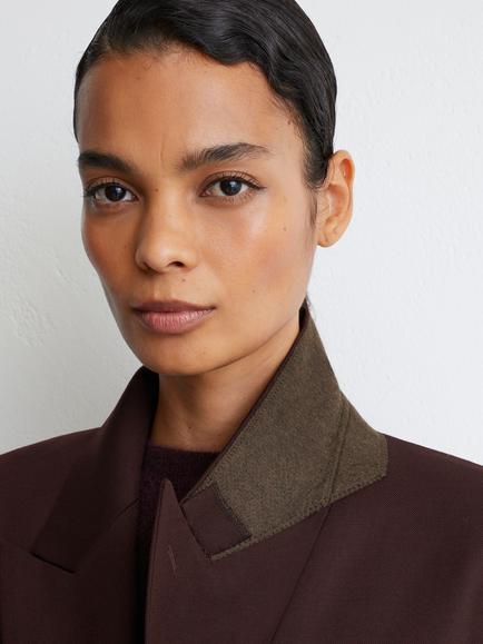 Reiss Leisel Wool Blend Tweed Blazer, Dark Aubergine - view 2, Dark Aubergine