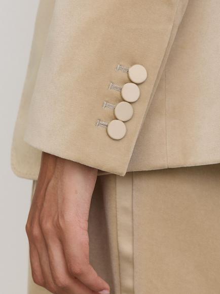 Reiss Nessa Velvet Single Breasted Suit Blazer, Blonde Neutral - view 2, Blonde Neutral