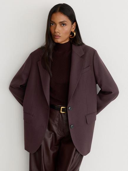 Reiss Sandor Single Breasted Stretch Twill Blazer, Grape, Grape