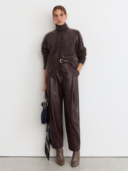 Reiss Minney Cashmere Button Down Jumper, Grape Burgundy - view 2, Grape Burgundy