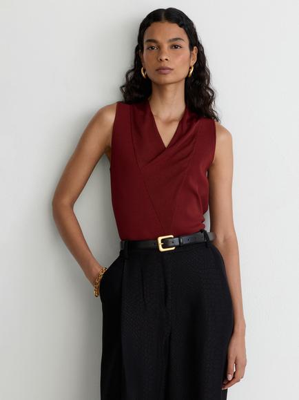 Reiss Effie cowl Neck Top, Claret, Claret Red