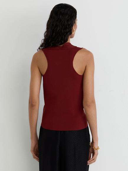 Reiss Effie cowl Neck Top, Claret - view 2, Claret Red