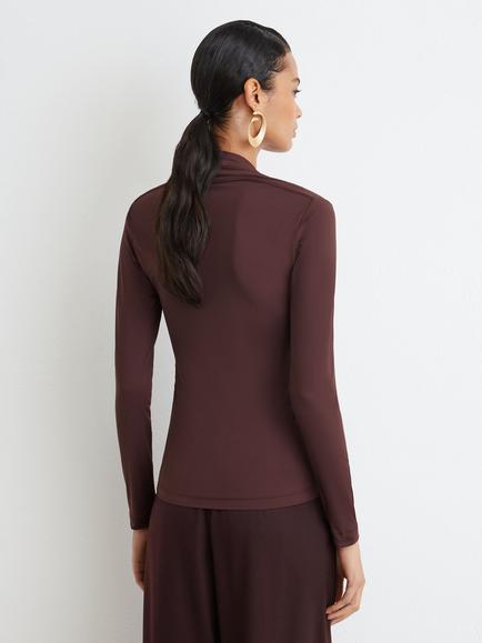 Reiss Harriette Square Neck Long Sleeve Top, Burgundy - view 2, Burgundy
