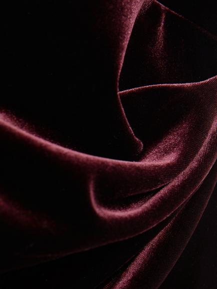 Reiss Remi Ruched Neck Stretch Velvet Top, Burgundy - view 2, Burgundy