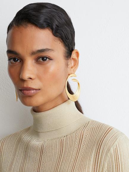 Reiss Sutton Mesh Knit Top, Gold - view 2, Gold