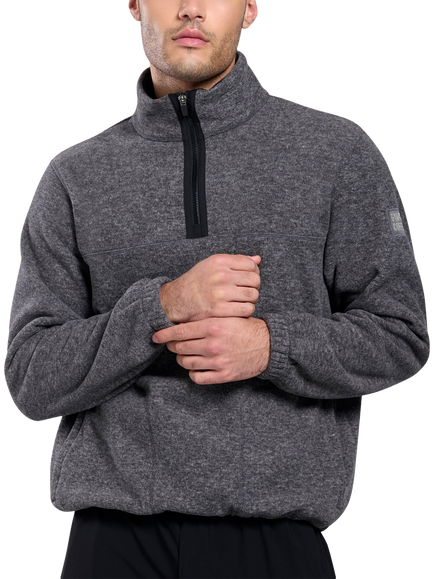 Gym+Coffee Half Zip Polar Fleece, Dark Heather Grey - view 2, Dark Heather Grey