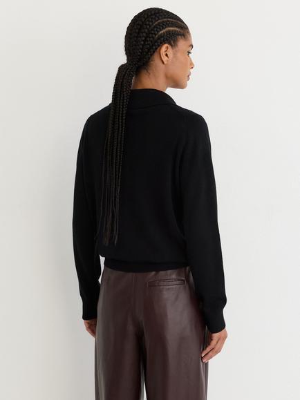 Reiss Avery Wool and Cashmere Blend Collar Jumper, Black - view 2, Black