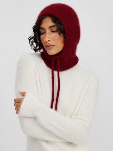 Chinti & Parker Claret Brushed Cashmere Balaclava - view 2, Cherry