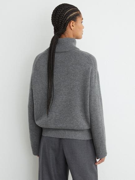 Reiss Harriet Wool Rich with Cashmere Roll Neck Jumper - view 2, Grey