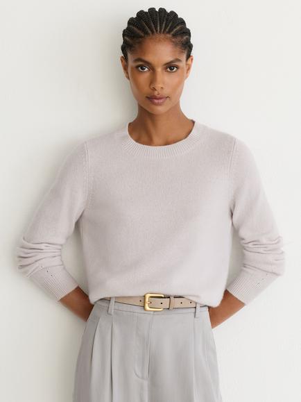 Reiss Mimi Crew Neck Cashmere Jumper, Stone Neutral, Stone Neutral