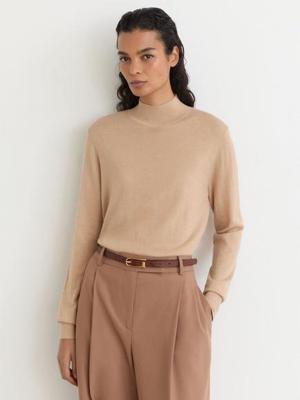 Reiss Rina High Neck Merino Wool Jumper, Camel, Camel